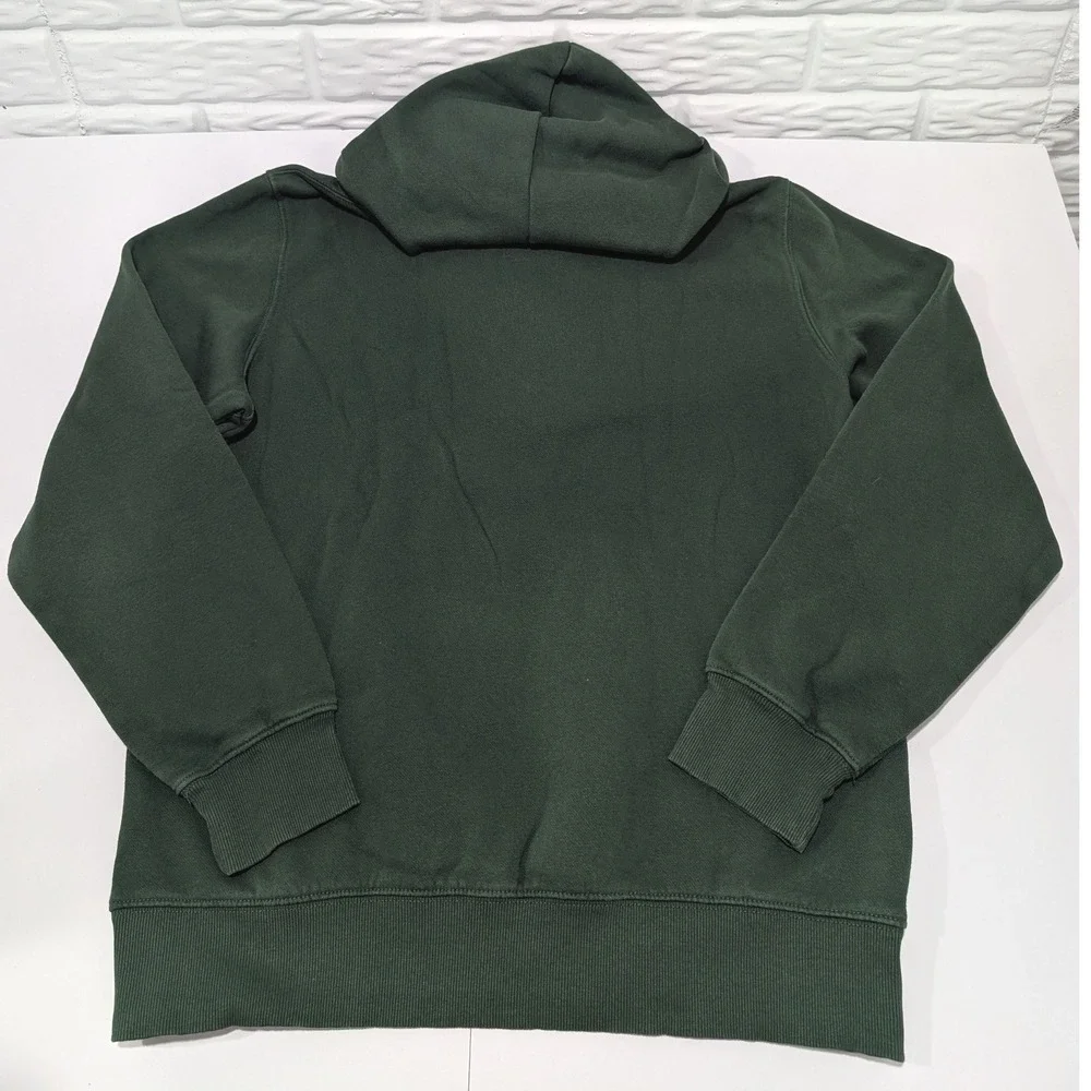 North Face Mens Med Forest Green Leaves Logo Gorpcore Cabin Hoodie Sweatshirt